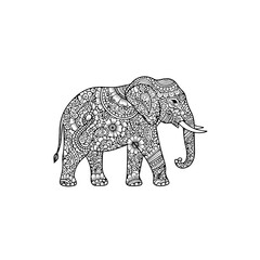Fototapeta premium Intricate Mandala Elephant Design Illustration for Coloring