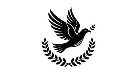 Fototapeta premium Flying dove with olive branch