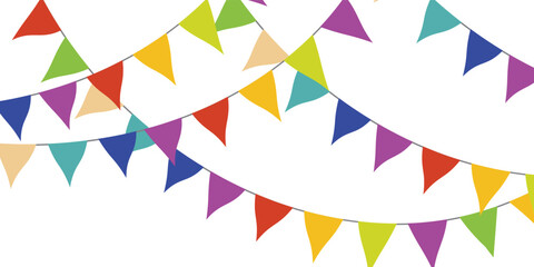 Carnival garland with flags. Decorative colorful party pennants for birthday celebration, vector illustration