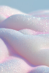 Fototapeta premium Close-up of pastel pink and blue iridescent glitter foam background.
