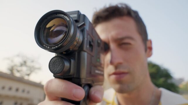 Super 8 Camera POV Panna Meena Kund, Vintage Film Gear Jaipur, Cinematic Handheld Camera Rig India