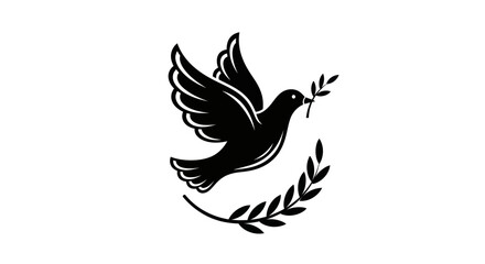 Obraz premium Flying dove with olive branch icon