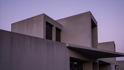 Modern Architecture Exterior Minimalist House Design at Dusk