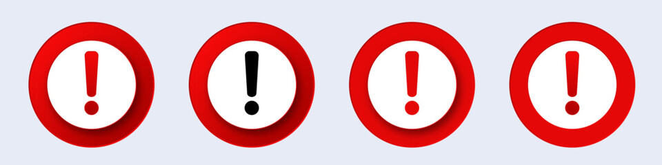 Alert symbols: red exclamation marks on circular background.