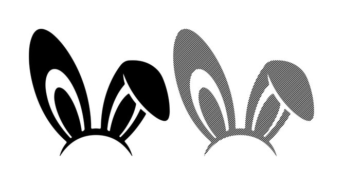 Playful bunny ears illustration in black and gray for festive celebration
