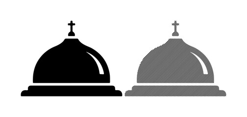 Iconic church domes with crosses against a clean white background © tanbirmiah