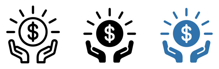 money protection hands holding coin icon