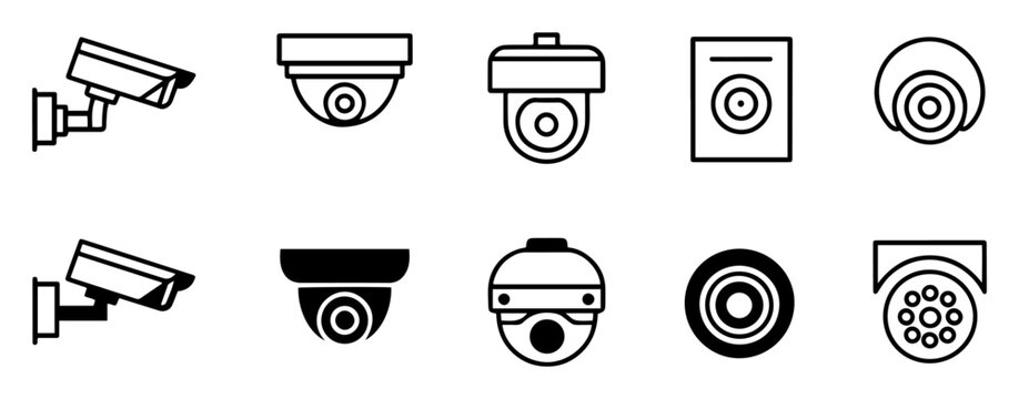 cctv surveillance camera security icon set