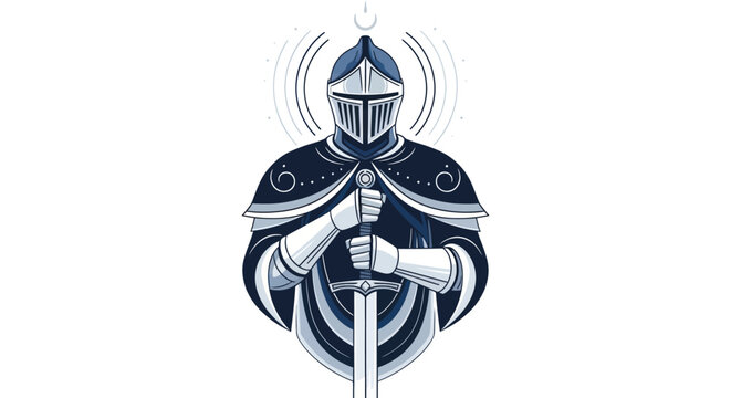 Knight in armor illustration heraldic design with shield and sword