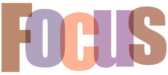 Colorful gradient text emphasizing the concept of focus and concentration isolated on transparent background © Masud010