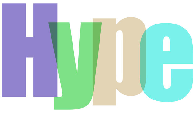 Vibrant gradient text displaying the word hype in a modern design style isolated on transparent background