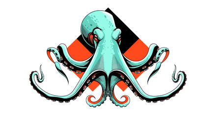 Stylized illustration of an octopus with vibrant colors and dynamic composition © Stok