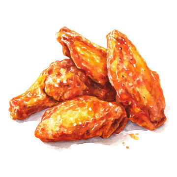 Buffalo Wings watercolor drawing vector, premium quality illustration on a clean white background.