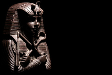 A historical egyptian sarcophagus with a mummy inside	