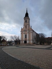 Naklejka premium Charming main square of Szekszárd with traditional architecture 
