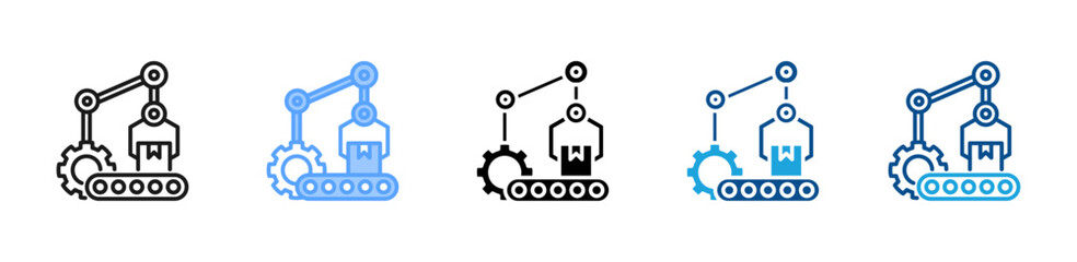 Obraz premium Production Line icon set multiple style collection
