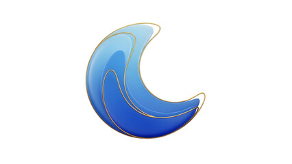 Obraz premium Ramadan Crescent Moon Minimal 3D Blue Islamic Decorative Symbol