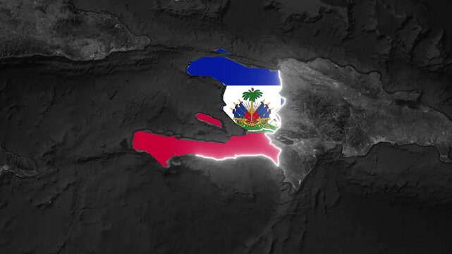 Haiti Country Map Highlight Animation with Flag Overlay World Map Zoom 4k animation video
