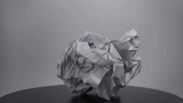 close up of a vibrant crumpled paper ball, symbolizing a discarded idea, mistake, or creative block.