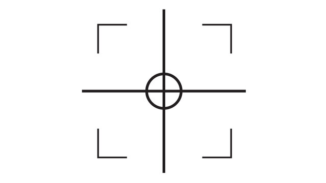 Crosshair target icon with a central circle, representing focus, precision, aiming, and a camera viewfinder.