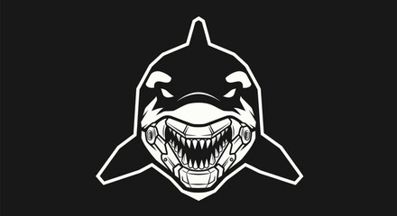 Orca head illustration on black background © Surya