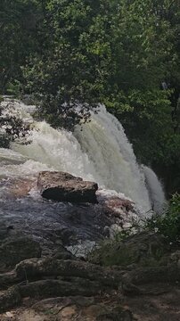 Cachoeira do Acaba Vidas in Barreiras, Bahia, Brazil. Scene of nature, watercourse. Waterfall.