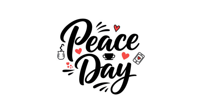 Peace day celebration typography illustration