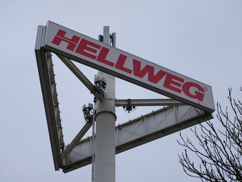 Germany, Dortmund, February 18. 2026, sign or logo of HELLWEG The professional hardware stores