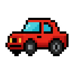 Obraz premium PNG Retro pixelated red car illustration.