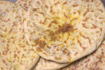 Homemade Amazigh Stuffed Bread, Traditional Moroccan Flatbread Close Up