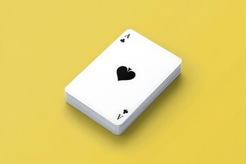 Ace of spades playing card on a yellow background