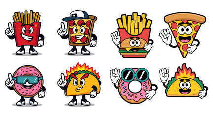 Fototapeta premium Retro Fast Food Character Mascot in Vintage 1930s Rubber Hose Animation Style.