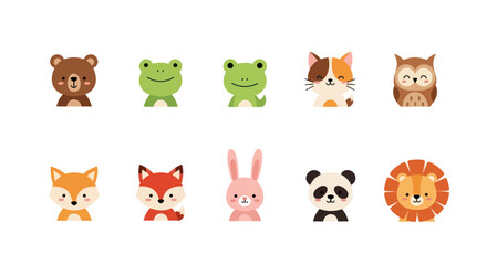 Obraz premium Cartoon animal collection on white