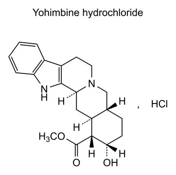 Yohimbine hydrochloride, chemical structure of yohimbine hydrochloride, drug substance