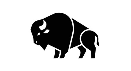 Stylized black bison silhouette on white © udin