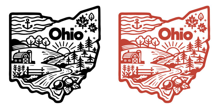 Ohio monoline vintage outdoor badge design