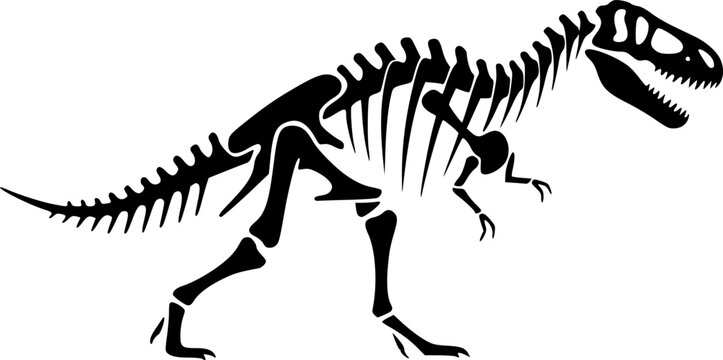 Dinosaur skeleton vector black silhouette print design
