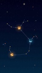 Celestial Star Map Illustration Showing Detailed Constellation Arrangement Against a Night Sky Background Featuring Stars and Cosmic Patterns