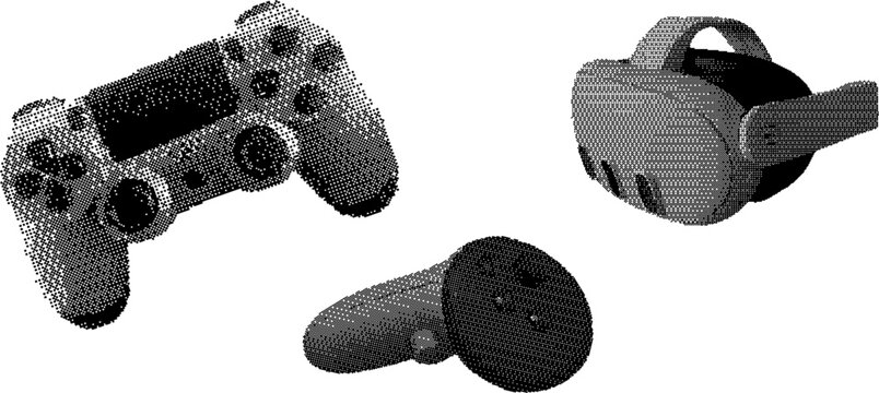 joysticks and viar  glasses. Bitmap effect