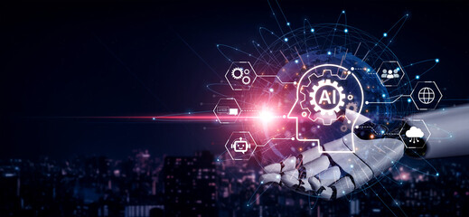 Obraz premium AI governance connects enterprise data, cloud and collaboration for trusted automation. AI supports policy, risk and compliance, improving decisions at scale. Corpus