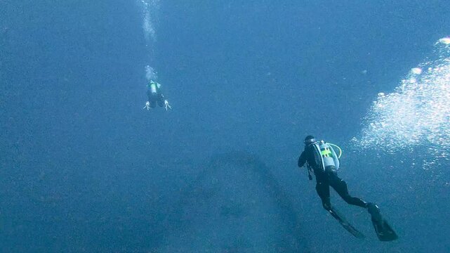 4K Wreck Diving: Scuba Divers Exploring the Historic USCG Duane Shipwreck in Key Largo, Florida