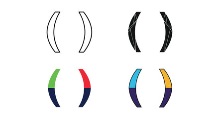 Obraz premium Variations of curved brackets with different thickness and color segments
