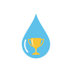 Water Droplet with Trophy for Clean Water Goals