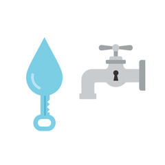 Water Droplet Key Unlocking Tap Access Icon