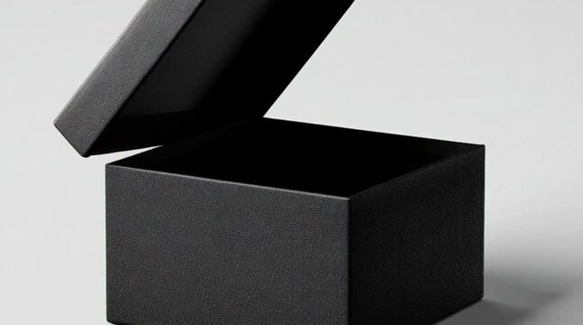 Elegant black gift box with textured surface and lid