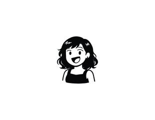Isolated vector sketch illustration of a female avatar, black and white