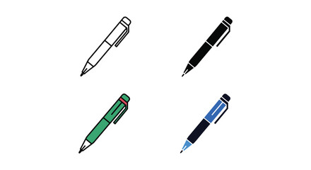 Four stylishly designed pencils and pens with unique color patterns and caps