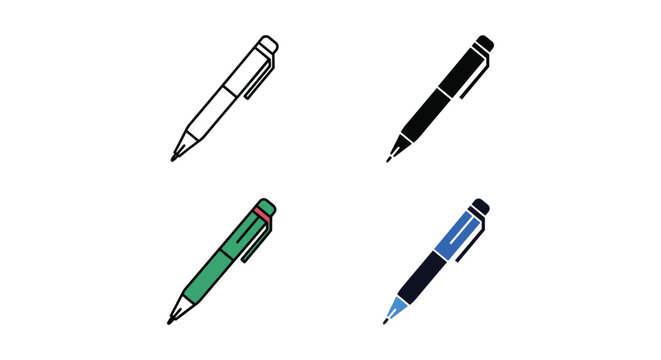 Four stylishly designed pencils and pens with unique color patterns and caps
