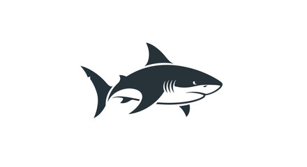 Fototapeta premium Shark silhouette graphic on white background