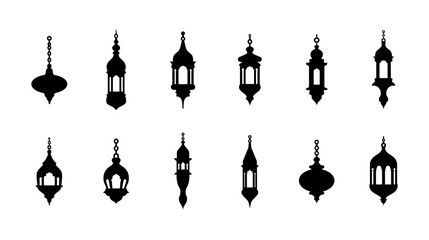 Collection of Islamic lantern silhouettes for Ramadan and Eid celebrations © NGX Studio